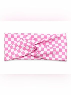 Pink Gingham Headband Coquette Hair Band Twist Knot  Summer Athletic Headband